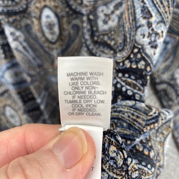 J Jill Top Womens Small Gray Multi Paisley Long Sleeve Tunic Button Up Collared - Picture 6 of 11